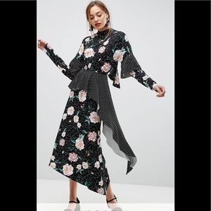 ASOS TALL mixed print deconstructed tea dress